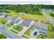 A street view of three modern homes with manicured lawns, landscaping, and driveways in a suburban neighborhood at 266 Torslanda Ln, Summerville, SC 29486