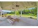 A lovely community gazebo with picnic tables and ceiling fans on a concrete patio at 266 Torslanda Ln, Summerville, SC 29486
