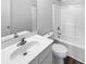Clean bathroom with a white vanity, mirror, toilet and tub/shower combination at 2910 John Cabot Dr, North Charleston, SC 29420