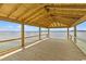 Spacious covered dock with wooden floors offering stunning views of the water at 553 Old Compass Rd, Daniel Island, SC 29492