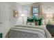 Cozy bedroom featuring a patterned bedspread, white walls, and natural lighting at 10 Teaneck Rd, Goose Creek, SC 29445