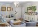 Well-lit living room featuring neutral tones, chic decor, and comfortable seating at 10 Teaneck Rd, Goose Creek, SC 29445