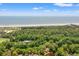 Expansive aerial shot of a verdant landscape close to the beach, highlighting the property's serene environment at 1025 Scaup Ct, Kiawah Island, SC 29455
