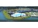 Aerial view of a resort-style community with a pool, clubhouse, and well-manicured landscaping and lake at 113 Magnolia House Dr, Summerville, SC 29486