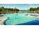 Resort-style pool with ample seating, palm trees, and scenic lake views and natural landscaping at 113 Magnolia House Dr, Summerville, SC 29486