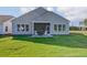 Backyard view features a covered patio, lush lawn, and picturesque landscape views at 120 Magnolia House Dr, Summerville, SC 29486