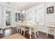 Charming breakfast nook featuring a white table set, sunny window and backyard access at 1517 Willtown St, Charleston, SC 29492