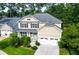 Beautiful two-story home with a manicured front yard, attached two car garage, and charming light blue front door at 188 Donning Dr, Summerville, SC 29483