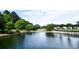 Scenic pond view surrounded by lush greenery and community benches at 188 Donning Dr, Summerville, SC 29483