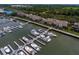 Expansive aerial view of the marina with yachts, with easy access to waterfront townhome community at 1919 Marsh Oak Ln, Seabrook Island, SC 29455