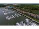 Overhead view of waterfront townhomes and boat slips in marina, with easy access to community amenities at 1919 Marsh Oak Ln, Seabrook Island, SC 29455