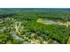Aerial view of the community showing homes bordering mature trees and a nearby lake at 2026 Thornhill Dr, Summerville, SC 29485