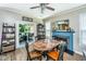 Dining room with backyard access and blue fireplace at 2026 Thornhill Dr, Summerville, SC 29485