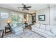 Comfortable living room featuring neutral sofas, a large window, and wood floors at 2026 Thornhill Dr, Summerville, SC 29485