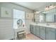 Bright ensuite bathroom with vanity area, double sinks, and matching mirrors at 207 Center Hill Ct, Summerville, SC 29485
