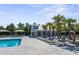 Community swimming pool with palm trees and covered seating offering a refreshing and relaxing escape for residents at 209 Hayworth Rd, Summerville, SC 29486