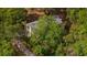 Overhead shot showcasing the home's charming exterior and driveway nestled among lush green trees at 2217 Ramsay St, Charleston, SC 29412