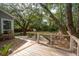 Spacious outdoor deck with wooden furniture and a beautiful view of the yard at 2217 Ramsay St, Charleston, SC 29412