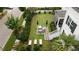 Aerial view of the backyard featuring outdoor seating and manicured landscaping in a neighborhood at 2489 Daniel Island Dr, Daniel Island, SC 29492