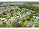 Beautiful aerial view of a community with homes, a lake, trees, and manicured lawns at 2981 Sturbridge Rd, Mount Pleasant, SC 29466