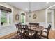 Elegant dining room with hardwood floors, a chandelier, and wainscoting details at 4352 Park Island Rd, Hollywood, SC 29449
