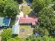 An aerial shot capturing a home surrounded by lush trees and featuring a lengthy driveway at 617 Deepwood Ct, Moncks Corner, SC 29461