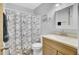 Bathroom featuring a vanity with a tan countertop and Eiffel Tower-themed shower curtain at 103 Greencastle Dr, Goose Creek, SC 29445
