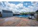 Backyard featuring an above-ground pool, shed, privacy fence and sunny patio at 118 Lagoona Dr, Summerville, SC 29483