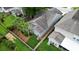 Aerial view of property featuring well-maintained landscaping, privacy fence and a home's roof at 1460 Oldenburg Dr, Mount Pleasant, SC 29429