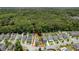 Aerial view showing the property lines of a charming home surrounded by lush greenery and a serene neighborhood at 1666 Sparkleberry Ln, Johns Island, SC 29455
