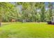 Expansive backyard featuring a well-maintained lawn and trees, and a fire pit area for gatherings at 196 Dogwood Ridge Rd, Summerville, SC 29485
