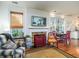 Cozy living room with fireplace, comfortable seating, and access to the kitchen at 206 White Gables Dr, Summerville, SC 29483