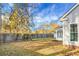 Backyard featuring a wood fence, partial view of the sunroom, and mature trees at 207 Thomaston Ave, Summerville, SC 29485