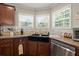 Close up of a farmhouse style kitchen sink with stainless steel appliances, tile backsplash, and ample natural light at 215 Hines Dr, Bonneau, SC 29431