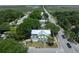 Expansive aerial view showcases the property's setting amidst lush greenery and convenient access to nearby roads at 2218 Myrtle Ave, Sullivans Island, SC 29482