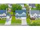 Overhead view of home with lush lawn, garage, and mature trees, in established neighborhood near other homes at 311 Aberdeen Cir, Summerville, SC 29483