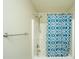 Bright bathroom featuring shower with blue and white patterned curtain at 311 Aberdeen Cir, Summerville, SC 29483