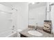 Bathroom features a granite countertop vanity, mirror and shower over tub at 3927 Four Poles Park Dr, North Charleston, SC 29405