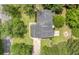 Aerial view of the home showcasing the roof, driveway, and lush surrounding greenery at 600 Dolphin Dr, Summerville, SC 29485
