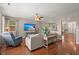 Spacious living room with hardwood floors, modern furniture, and plenty of natural light at 7030 Billberry St, Hanahan, SC 29410