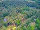 Aerial view of a house nestled in a dense, verdant forest with other houses and properties dotted among the trees at 107 Kimberwicke Dr, Summerville, SC 29483