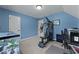 Bedroom featuring blue walls and ceiling, an exercise machine and an aquarium at 125 Crooked Creek Ct, Summerville, SC 29486
