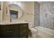 Modern bathroom featuring stylish tile work, a sleek vanity, and a modern faucet at 1300 Park West Blvd # 519, Mount Pleasant, SC 29466