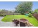 Charming backyard with a stone fire pit and seating area, perfect for outdoor gatherings and relaxation at 1328 Lark Ln, Hanahan, SC 29410