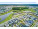 Aerial view of houses in a Primary-planned community featuring a lake, tennis courts, and community center at 176 Midtown Ave, Summerville, SC 29486
