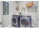 Modern laundry room features blue appliances, a wire rack shelf, and neutral wall color at 176 Midtown Ave, Summerville, SC 29486
