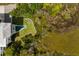 Aerial view of house with a uniquely shaped pool and manicured lawn at 2618 Raven Dr, Sullivans Island, SC 29482