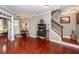 Welcoming foyer with hardwood floors and elegant staircase at 2632 Alderly Ln, Mount Pleasant, SC 29466