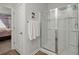Bathroom features a glass shower and white towel racks at 315 Black Birch Dr, Summerville, SC 29486