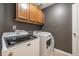 Functional laundry room with modern machines and convenient overhead storage cabinets at 341 Drayton Place Drive Dr, Moncks Corner, SC 29461